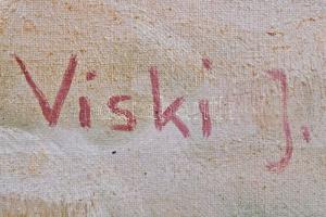 Viski János (1891-1961): Vágta. Olaj, vászon, jelzett, keretben, 60x80 cm