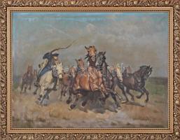 Viski János (1891-1961): Vágta. Olaj, vászon, jelzett, keretben, 60x80 cm