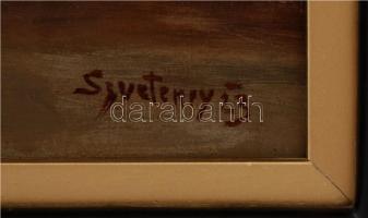 Szveteney György (1871-1952): Széna szállító csónakok. Olaj, vászon, jelzett, keretben, 50×60