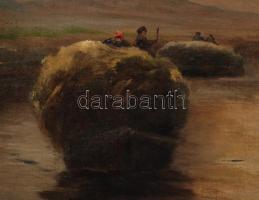 Szveteney György (1871-1952): Széna szállító csónakok. Olaj, vászon, jelzett, keretben, 50×60