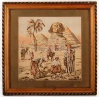 Szfinx és a piramisok, gobelin kép,keretben, 43×42 cm