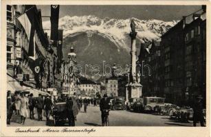 Innsbruck, Maria Theresienstrasse / street, automobiles, NS flags (EK)