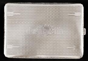 cca 1900 Díszes ezüst cigarettatárca, jelzett,  Ag., nettó:130 gr., 7,5x11cm/ Ornate silver cigarette case, marked, Ag, net. 130 g, 7,5x11cm.