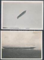 1931 Budapest felett a Graf Zeppelin léghajó, 2 db fotó, 9x6 cm