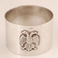 Ezüst szalvétagyűrű, kétfejű-sassal díszített, jelzett, Ag., nettó:23 gr., d: 4cm/ Silver napkin ring, double-headed eagle-decorated, signed, Ag, net. G 23, d: 4cm