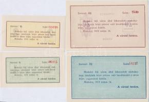 Miskolc 1919.05.14. 1K + 2K + 10K + 20K, mindegyik számozással + 1908-1942. "Miskolczi Orthodox...