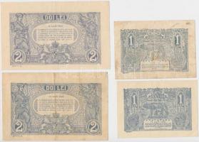 Románia 1920. 1L (2x) + 2L (2x) T:II-,III
Romania 1920. 1 Leu (2x) + 2 Lei (2x) C:VF,F