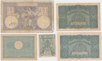 Románia 1917. 50b + 1920. 5L + 1945. 100L + Német megszállás 1917. 50b (2x) T:II,III,III-
Romania 19...