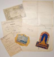 cca 1900-1940 7 db klf okmány és nyomtatvány benne rendőrigazolvány