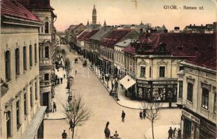 Győr, Baross út, Schöpf István üzlete, Kocsis Jenő csipke és női ruha díszek üzlete, Hermann Izidor kiadása