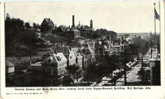 Hot Springs, Arkansas; Central Avenue and Bath House Row, looking from Dugan-Stewart Building