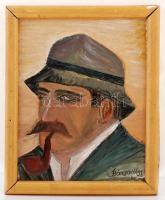 Bányavölgyi jelzéssel: Pipázó. Olaj, farost, keretben, 24×19 cm