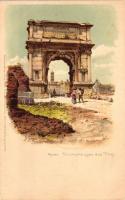 Rome, Roma, Rom; Triumphbogen des Titus, Meissner & Buch Künstler-Postkarten Serie Rom / triumphal arch, litho s: G. Gioja