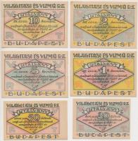 Budapest 1920. 20f + 50f + 1K + 2K + 5K + 10K "Világítási és Vízmű Rt." utalványok boríték...