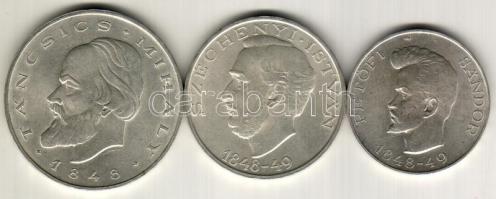 1948. "Szabadságharc 100 éves évfordulója-Petőfi,Széchenyi,Táncsics" 5Ft, 10Ft, 20Ft Ag T:...