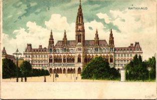 Vienna, Wien, Rathaus / town hall, litho