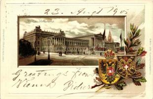 Vienna, Wien, Parlament, Passepartoukarte, Wappen / Emb. coat of arms litho