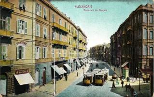 Alexandria, Alexandrie; Boulevard de Ramleh / boulevard, trams; publisher The Cairo Postcard Trust