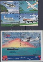 Légi posta a Csendes-óceán felett négyestömb + blokk, Air mail over the Pacific Ocean block of 4 + block