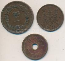 Japán 1880. 1s Cu + 1918. 1s Cu + 1959-1989. 5Y Cu T:2-
Japan 1880. 1 Sen Cu + 1918. 1 Sen Cu + 1959...