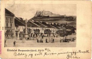 Szepesváralja, Spisské Podhradie; tér, vár, Vozári Rezső üzlete / square, castle, shop (fa)