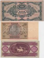 1945. 1000P eltolódott nyomat + 1968. 100Ft eltolódott nyomat + Németország / Weimari Köztársaság 19...