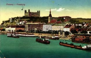 Pozsony, Pressburg, Bratislava; vár, hajók / castle, ships (EK)