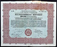 Budapest 1925. "Magyar Királyság 5%-kal kamatozó Járadékkölcsön Államadóssági Kötvény" 125...