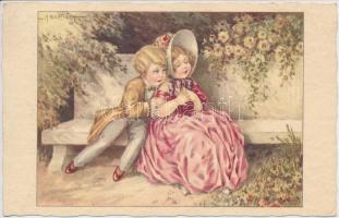 Italian art postcard, child couple, Majestic CCM. 2467. s: A. Bertiglia