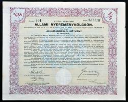 Budapest 1941. "4%-kal kamatozó állami nyereménykölcsön - államadóssági kötvény" 50P-ről s...