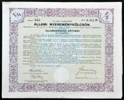 Budapest 1941. "4%-kal kamatozó állami nyereménykölcsön - államadóssági kötvény" 50P-ről s...
