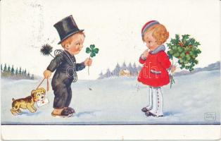 Children, chimney sweeper, clover, humour, W.S.S.B. 6054. s: John Wills