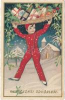 Christmas, Italian art postcard, Ballerini & Fratini 404. s: Chiostri