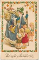 Saint Nicholas, children, litho s: F. Schenkel