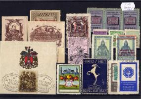 1920-1940. 15 klf. magyar levélzáró + 3 okmánybélyeg / 15 versch. ungarische Vignetten + 3 Stempelmarken