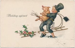 New Year, chimney sweeper, pig (fa)