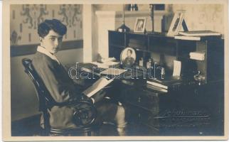 1928 Otto, the Crown Prince, reading, room interior, Schuhmann photo