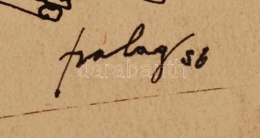 Szalay jelzéssel: Kikötött a hajó. Tus, papír, 20×29 cm