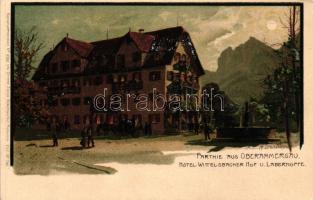Oberammergau, Hotel Wittelsbacher Hof und Laberköpfe, Künstlerpostkarte No. 2382 von Ottmar Zieher litho s: M. Zeno Diemer