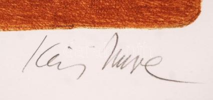 Kéri Imre (1945-): Magyar táj. Színes rézkarc (EA X/XV), papír, jelzett, újszerű keretben 44×55 cm