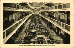 Lyon, International Exhibition, Hall of the Central Palace, automobile show (Romanian postcard)