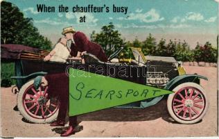 When the chauffeurs busy at Searsport; romantic early automobile-era postcard