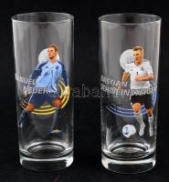 2 db üdítős pohár, német válogatott focisták képével (Schweinsteiger, Neuer), hibátlanok, m:16 cm (2,5 dl)