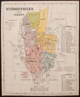 cca 1930-40 Nyíregyháza város térképe, 1:16.000, impresszum nélkül, 39x32cm