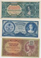 56db vegyes magyar korona, pengő, adópengő bankjegy T:vegyes