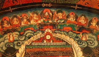 Jelzés nélkül: Mandala, aprólékos, finom munkával közel 100 Buddha figurából készült. Vegyes technik...