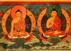 Jelzés nélkül: Mandala, aprólékos, finom munkával közel 100 Buddha figurából készült. Vegyes technik...