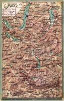 Salzkammergut, Landkarte, Aus Leuzingers Reise-Reliefkarte von Tyrol No 19. / Austrian regional map postcard (EB)