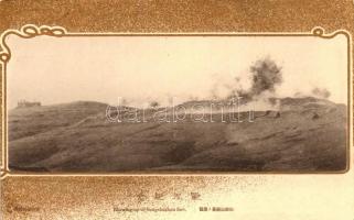Blowing up of Sungshushan fort, Japanese military; golden frame