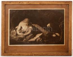 cca 1900 Globus gravüre Battoni: Magalena. Nyomat, üvegezett keretben, 27×40 cm